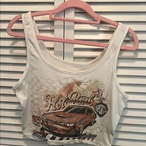# 0858+ SHEIN White Crop Top with Bold Graphic W/ WHT Art